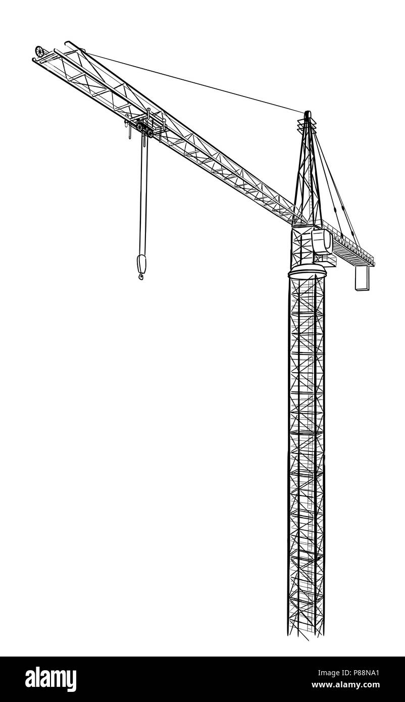 Tower construction crane. Stock Vector
