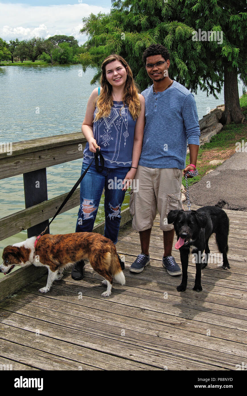 Couple dogs walking park path hi-res stock photography and images - Alamy