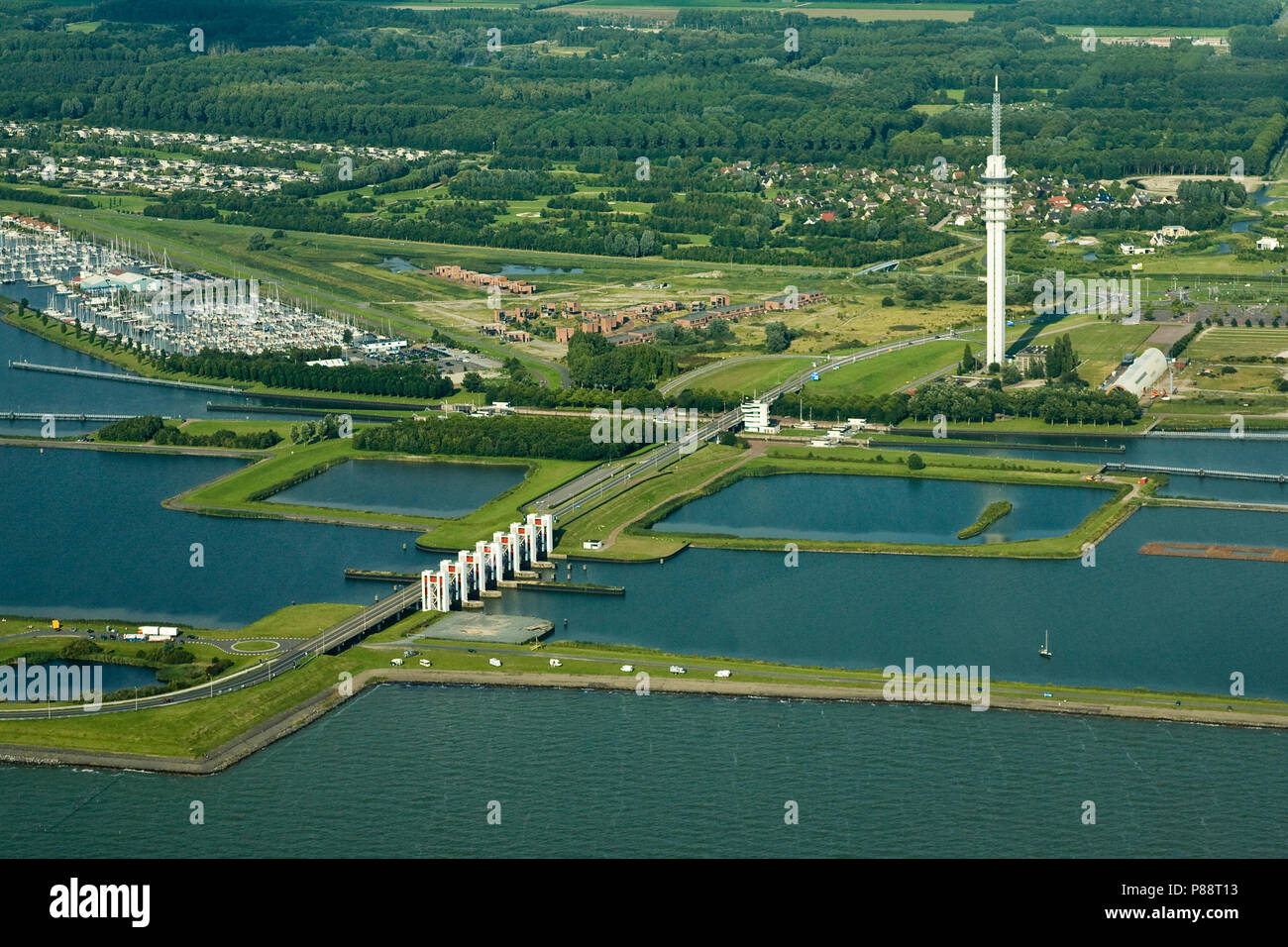 Luchtfoto van landschap; Aerial photo of landscape Stock Photo