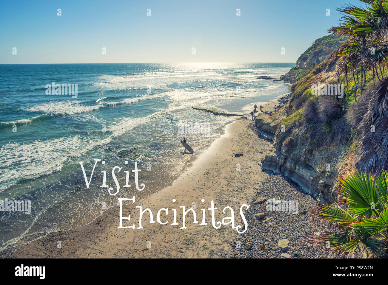Travel concept. Photograph of Swami's Beach. Encinitas, California, USA. Stock Photo