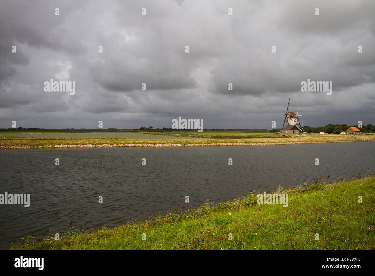 Razenden Bol on Texel (Netherlands) with dramatic clouds. Stock Photo