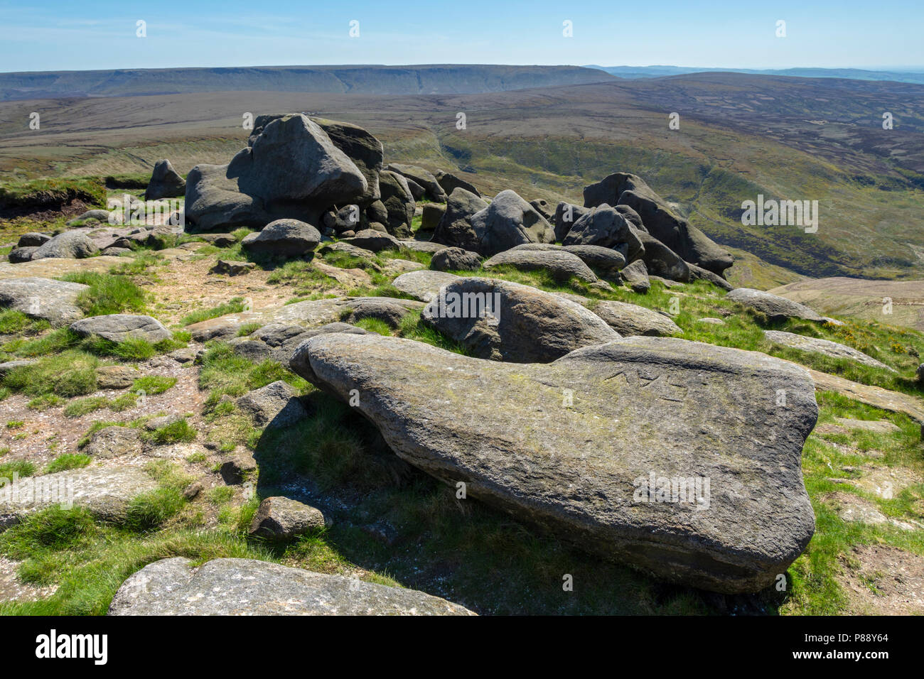 The Kinder Scout plateau from Higher Shelf Stones on the Bleaklow ...