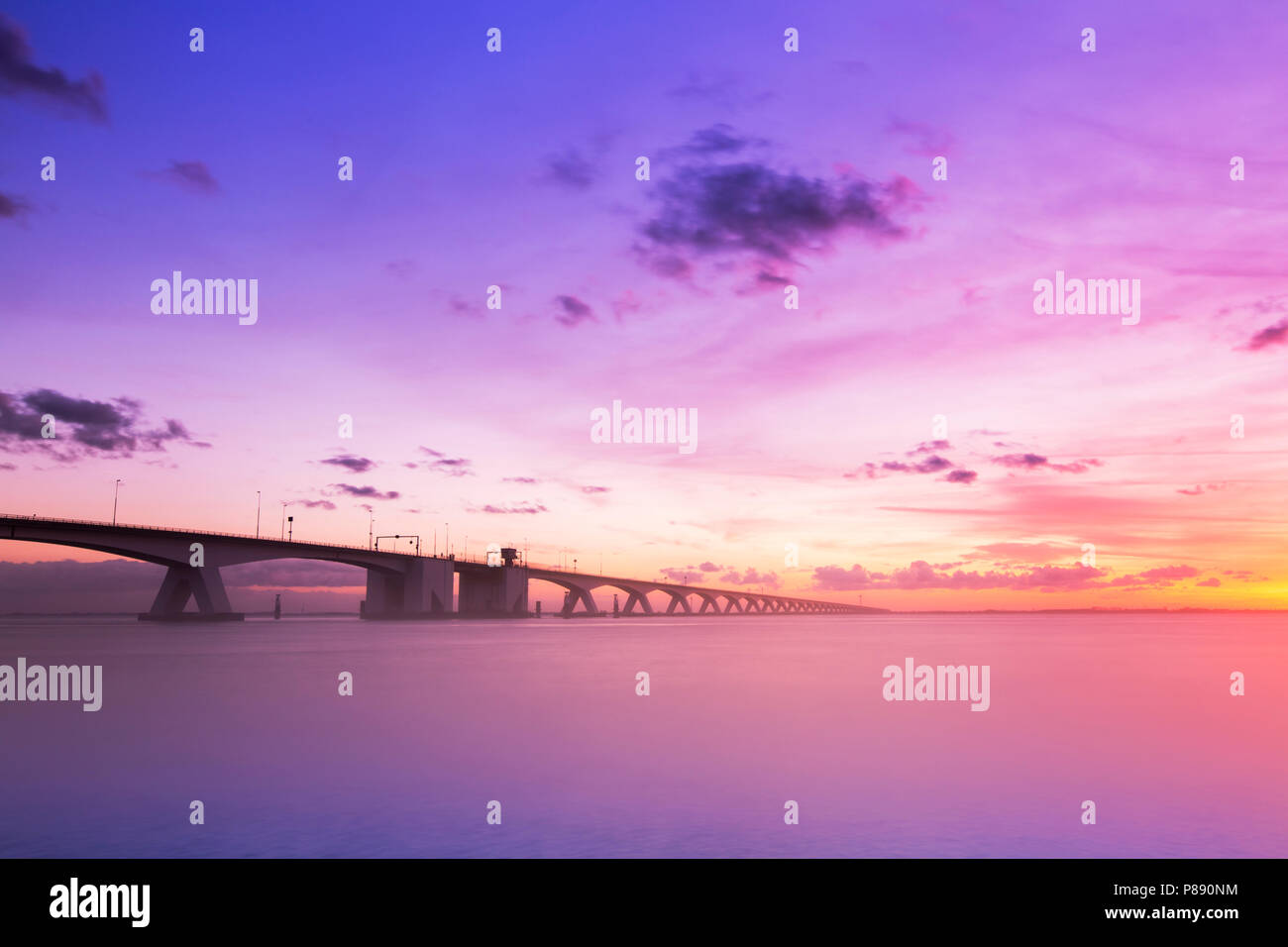 Zeelandbrug met long exposure, Zeeland bridge with long exposure Stock ...