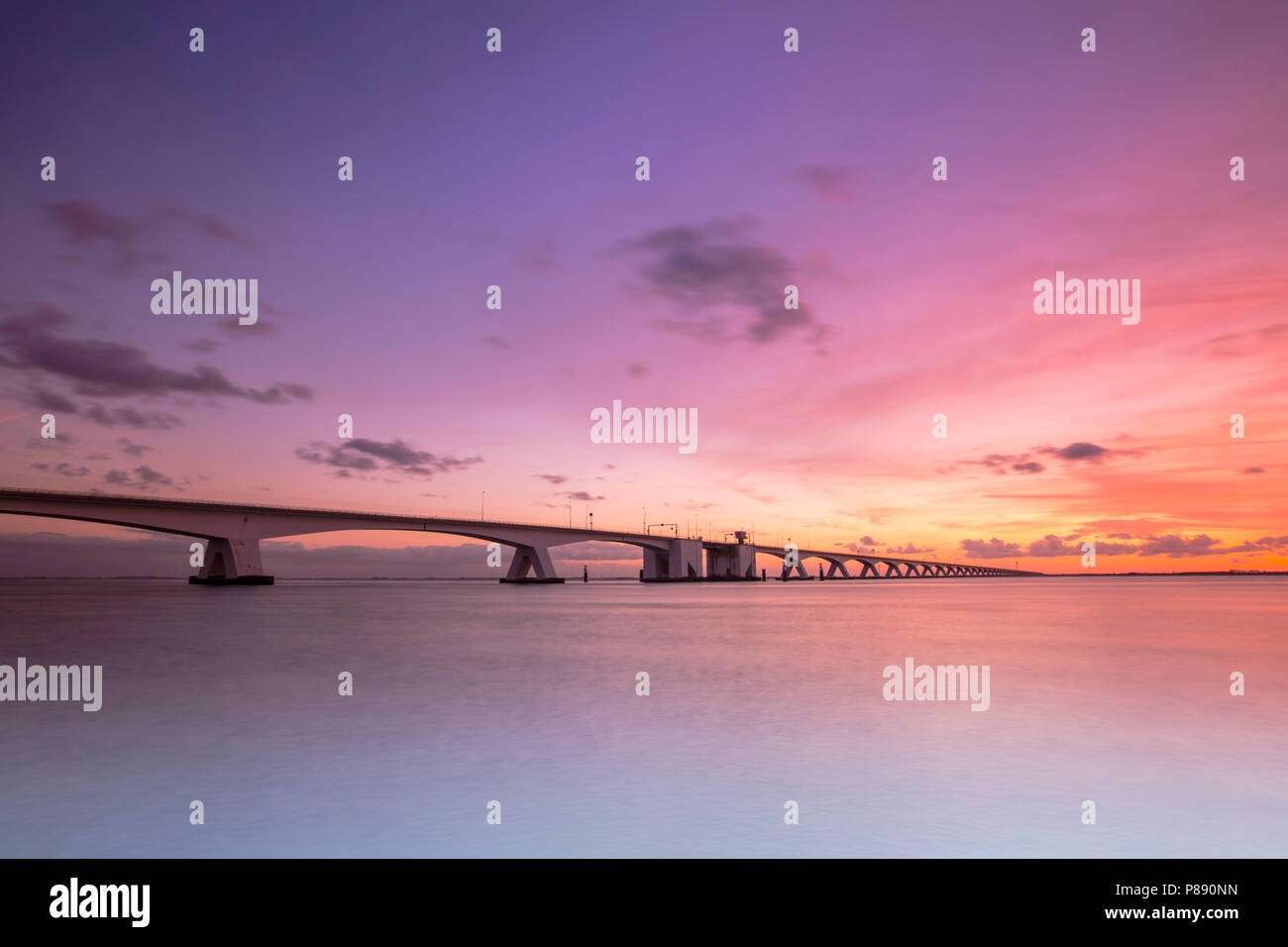 Zeelandbrug met long exposure, Zeeland bridge with long exposure Stock ...