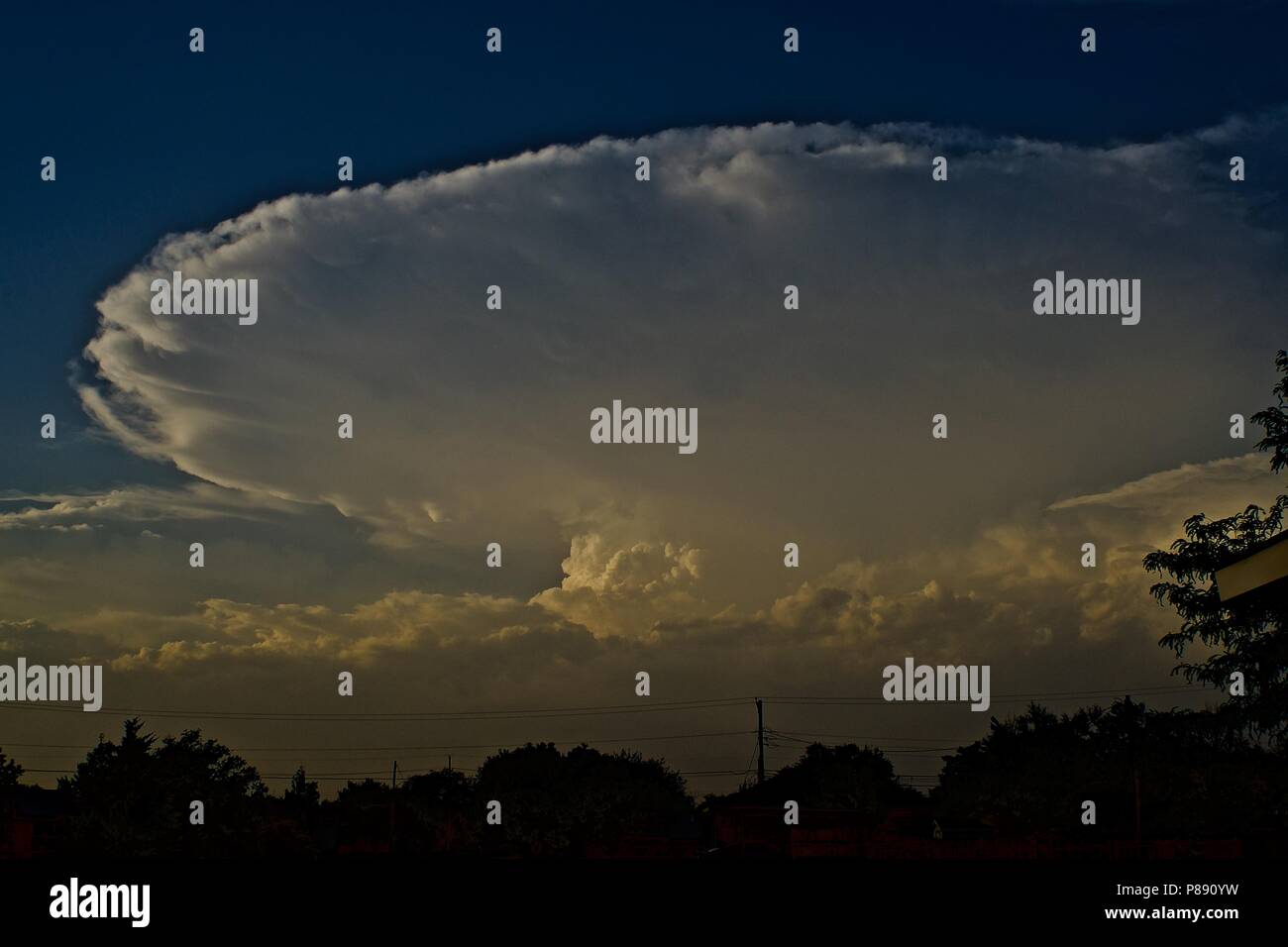 Strong Thunderstorm (Crown of Creation) containing a Tornado, Canyon, Texas. Stock Photo