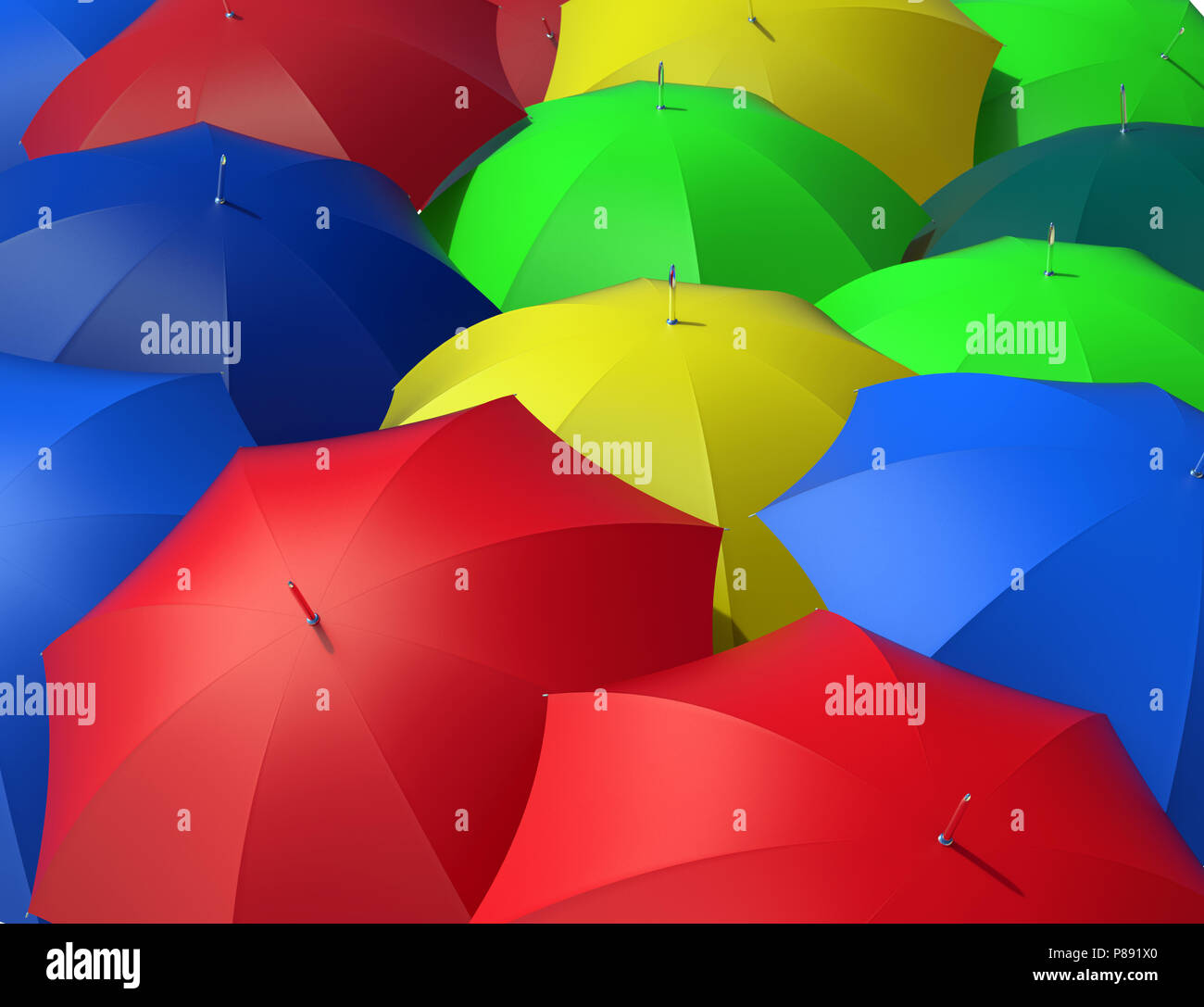 group of colorful umbrellas seen from above Stock Photo