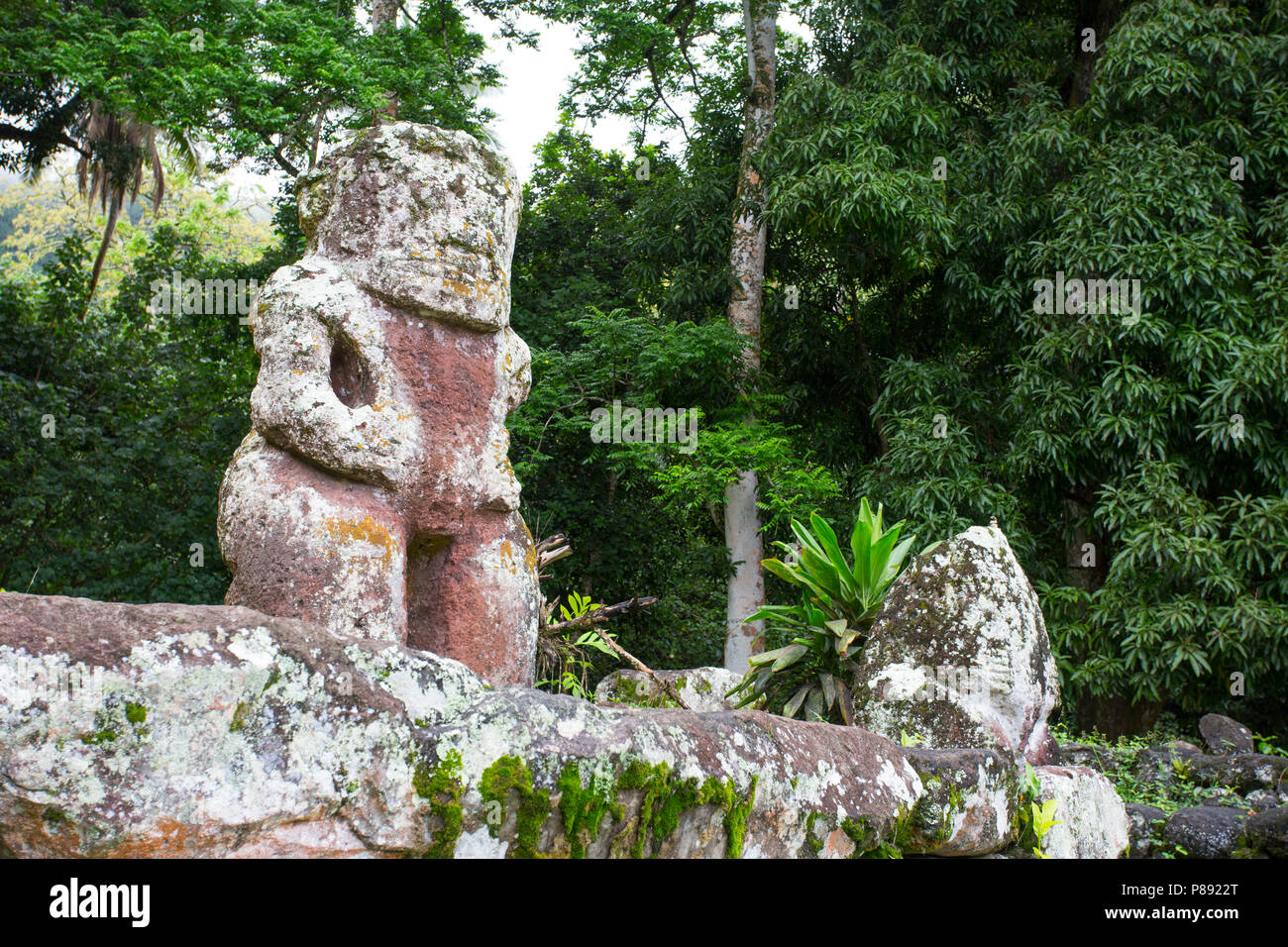 Tiki Statue, Hiva Oa, Marquesas Islands Stock Photo