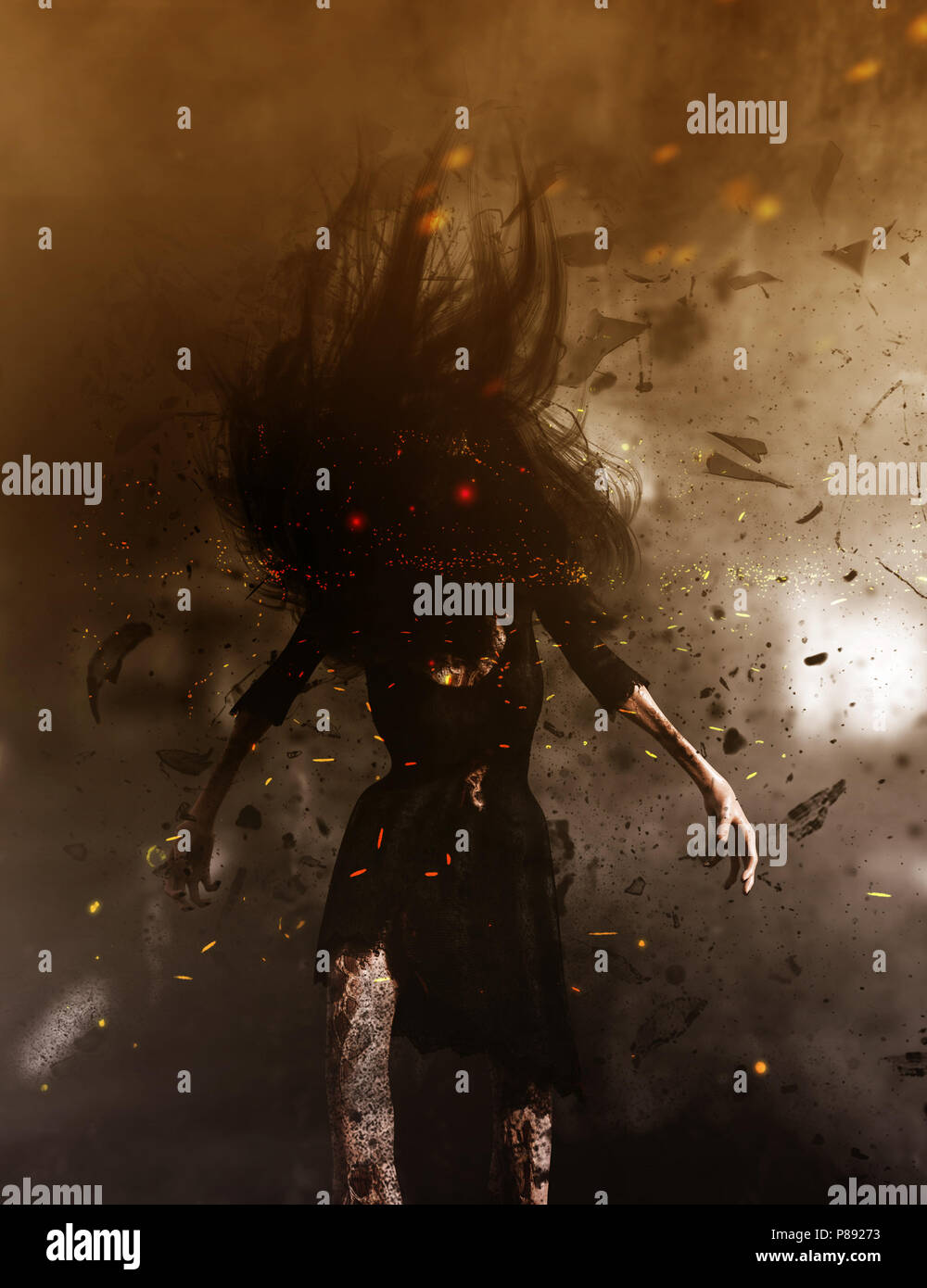 3d illustration of Ghost woman in the woods,Scary background mixed ...