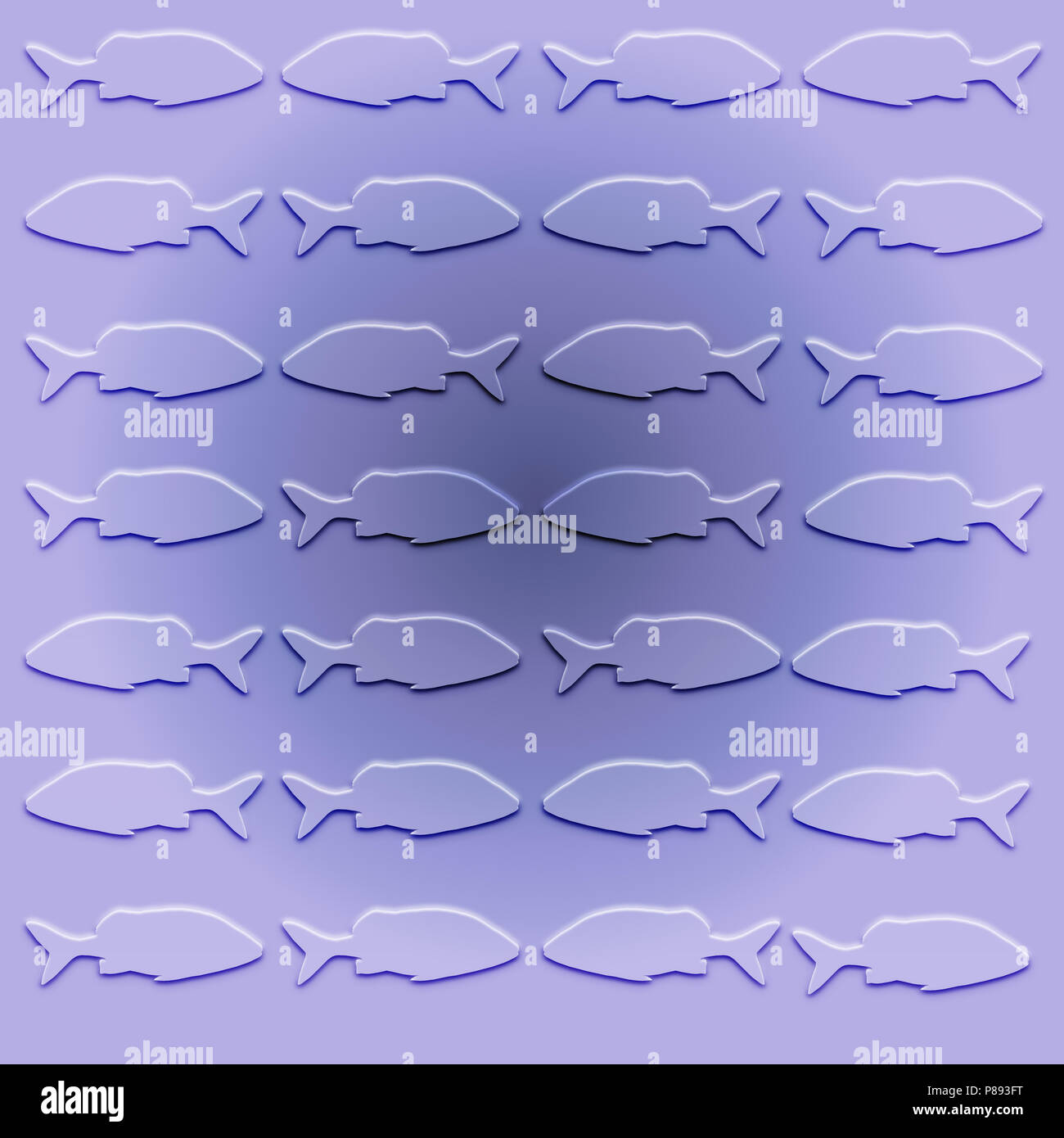 Digitally enhanced image of 28 outlined variations of a sea fish Stock Photo