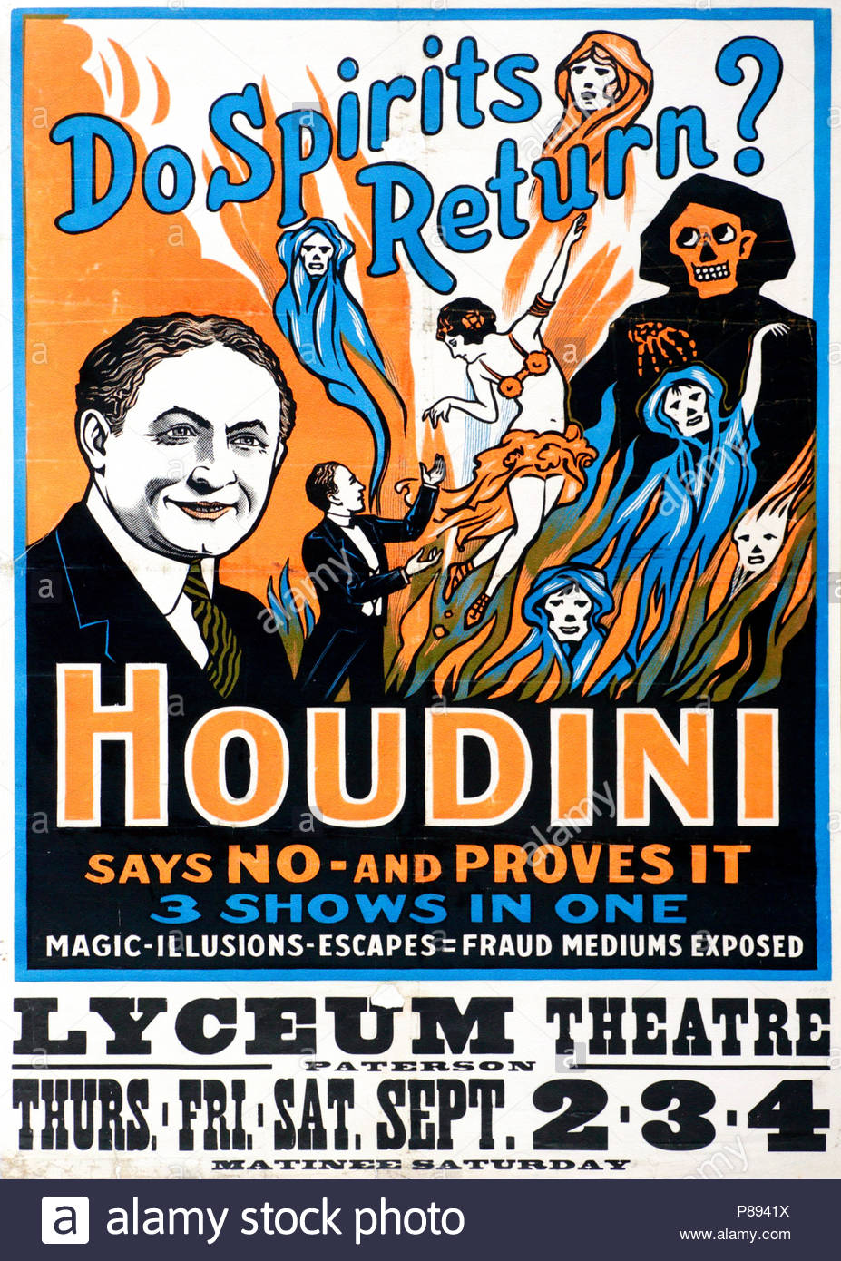 Harry Houdini vintage Poster from 1909 Stock Photo