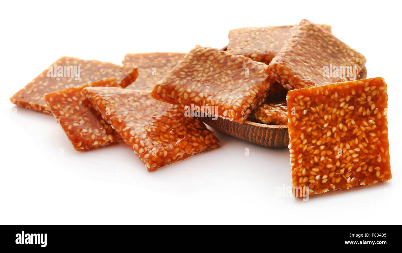Sesame caramel candy very popular in Indian subcontinent Stock Photo