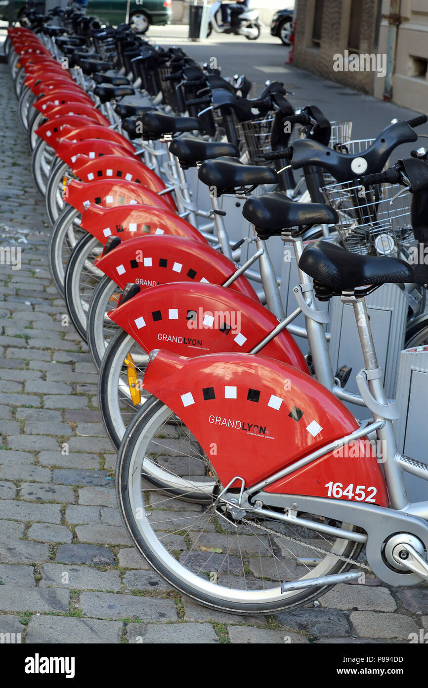 Lyon France July 1 2018 Velo V Self Service Bike Rental Bicycles For Rent Station in Lyon France Europe Stock Photo Alamy