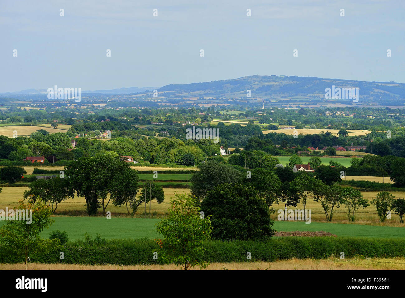 View across the Vale of Evesham to the Cotswolds from Little Malvern Stock Photo