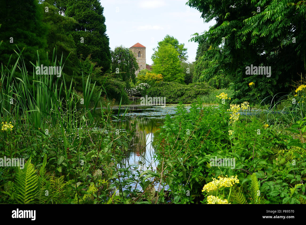The gardens at Little Malvern Court Stock Photo
