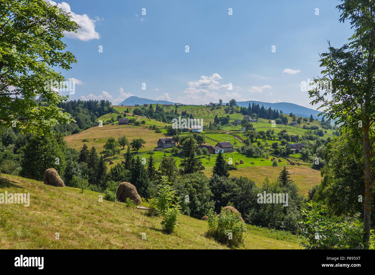 neat and beautiful rural houses on the picturesque slopes of the ...