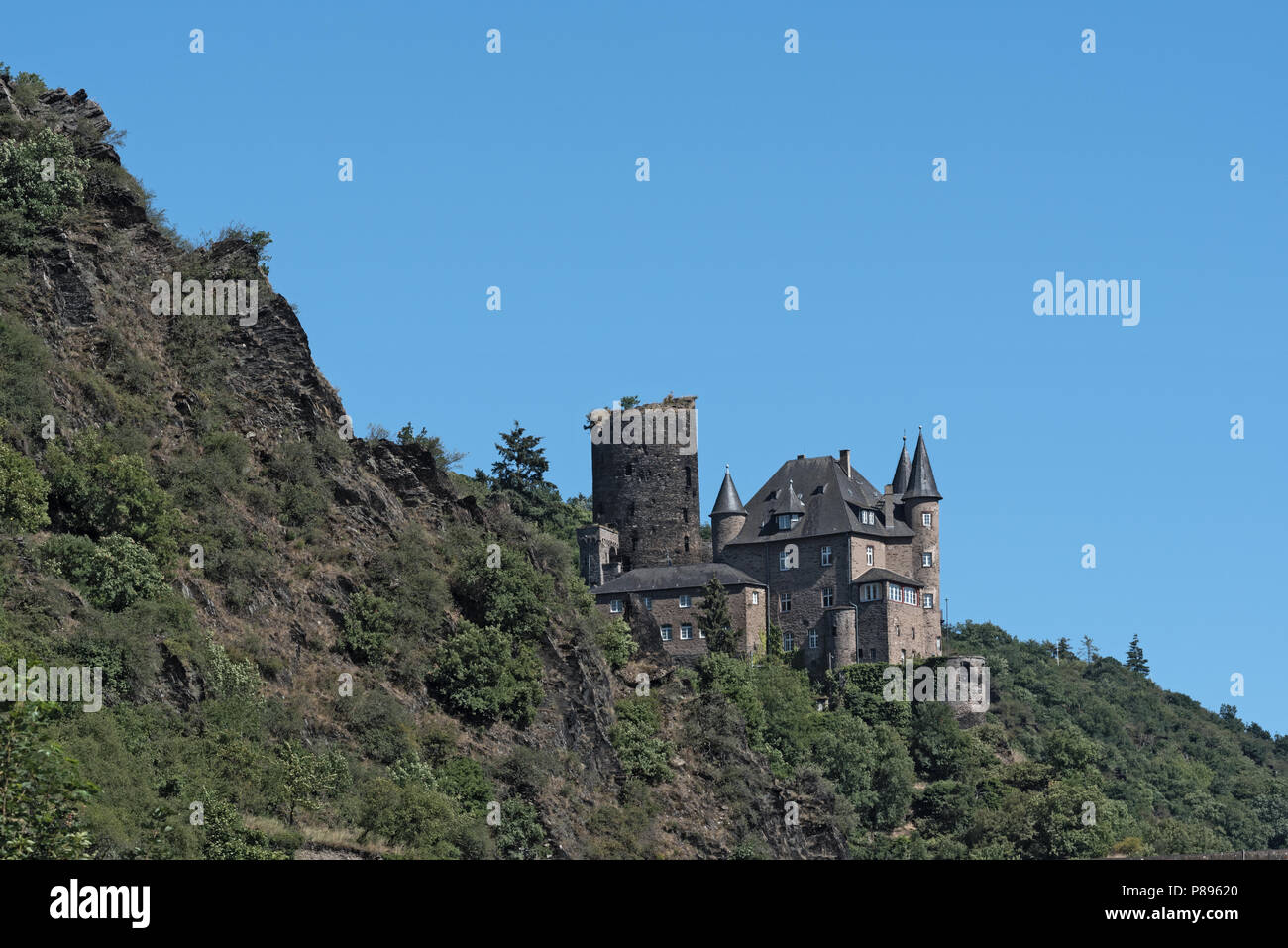 The Maus Castle in the Middle Rhine Valley near Sankt Goarshausen, Germany. Stock Photo