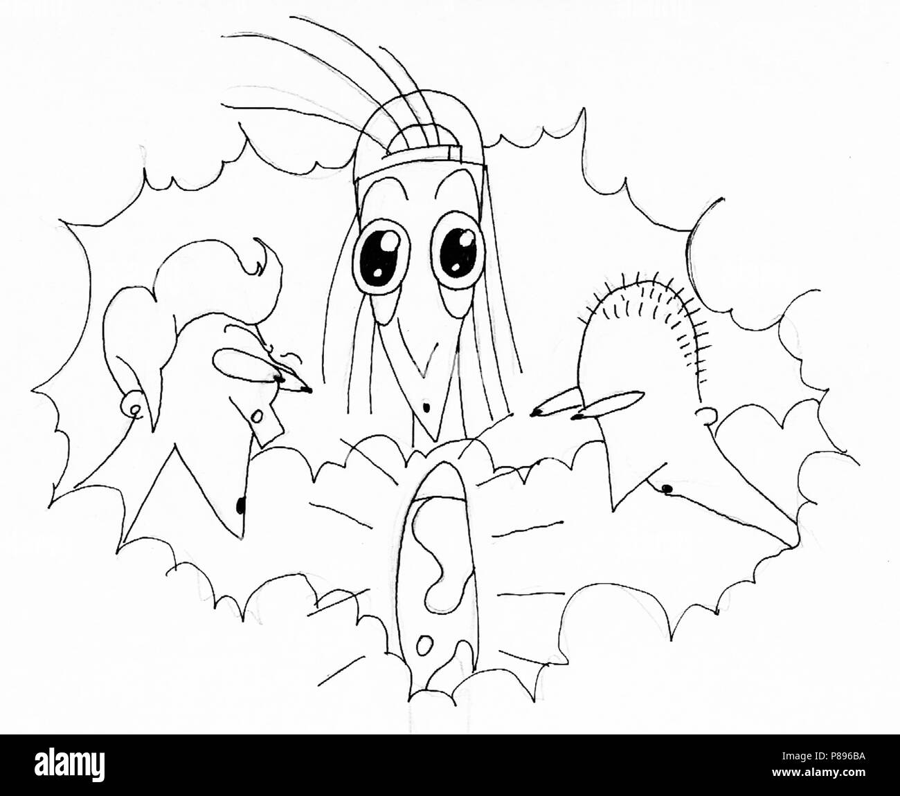 black and white cartoon character illustration Stock Photo Alamy