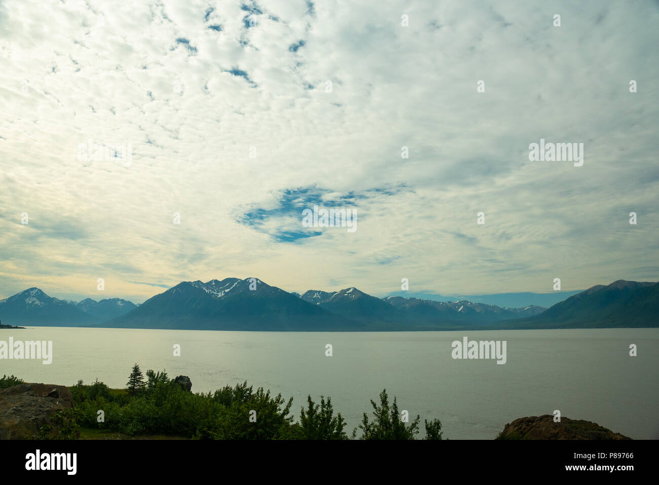 A view of Cook Inlet near Anchorage, Alaska. Stock Photo