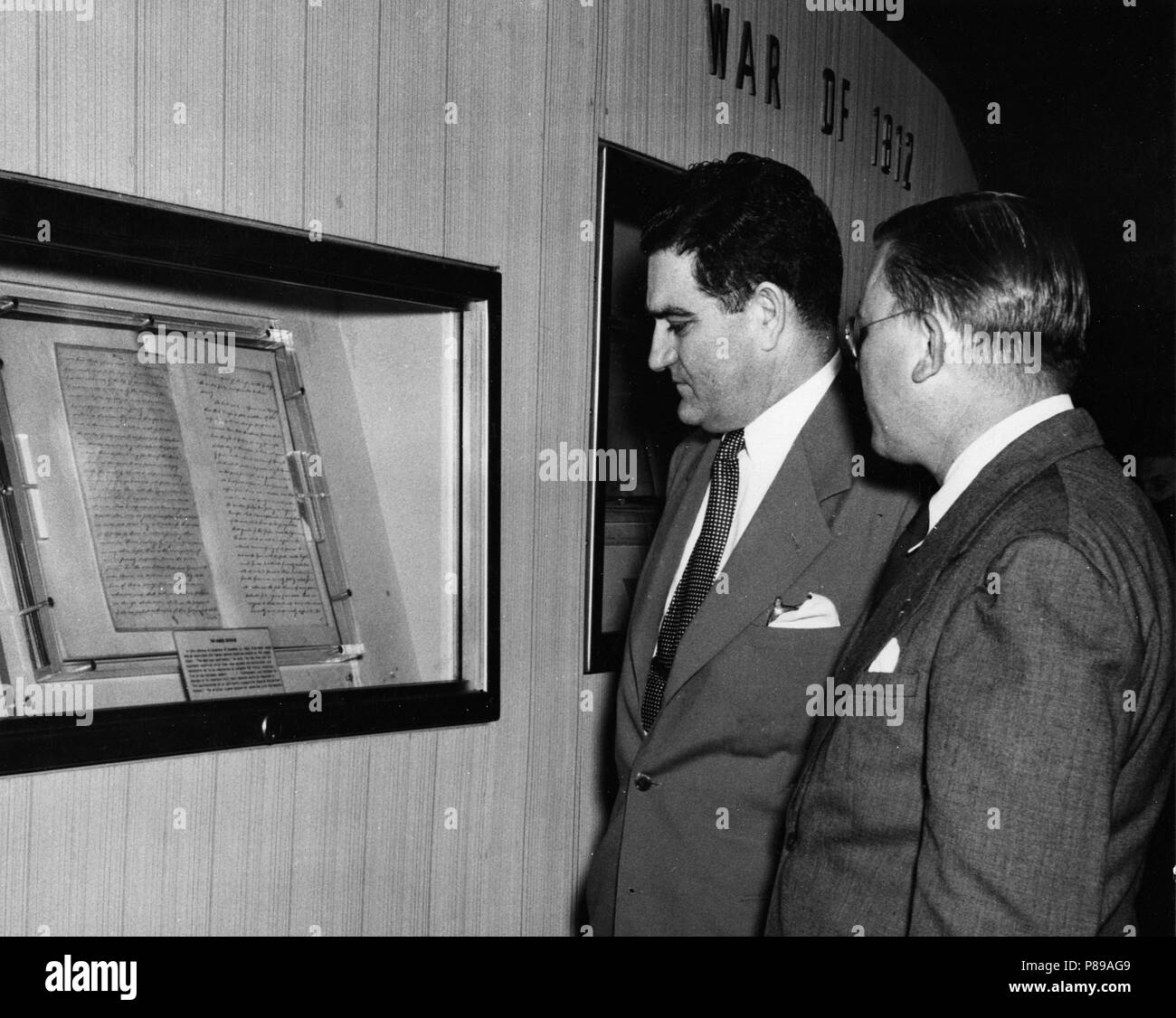 General Services Administration (GSA) Administrator Jess Larson and U.S. Archivist, Wayne C. Grover, at the Official Opening of the Freedom Train Exhibit in the National Archives Building Stock Photo