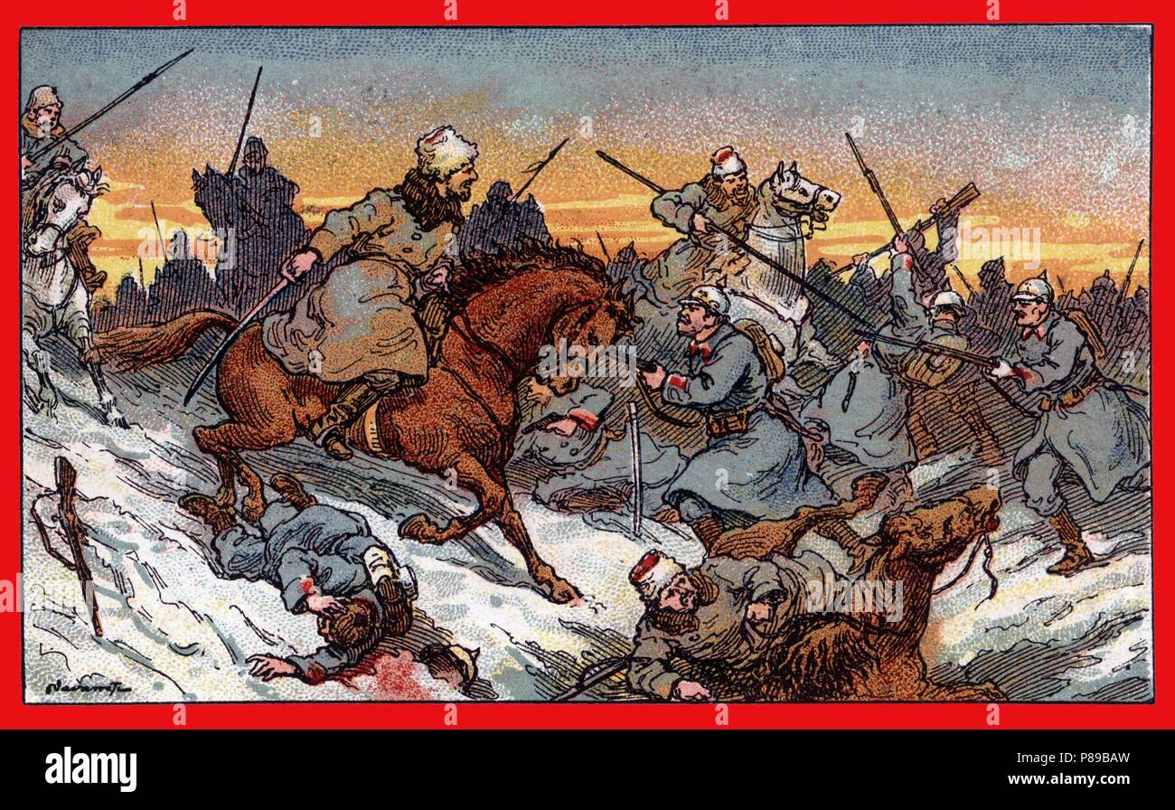 Primera guerra mundial (1914-1918). Furioso enfrentamiento de la infantería austro-alemana contra el ejército ruso. Stock Photo