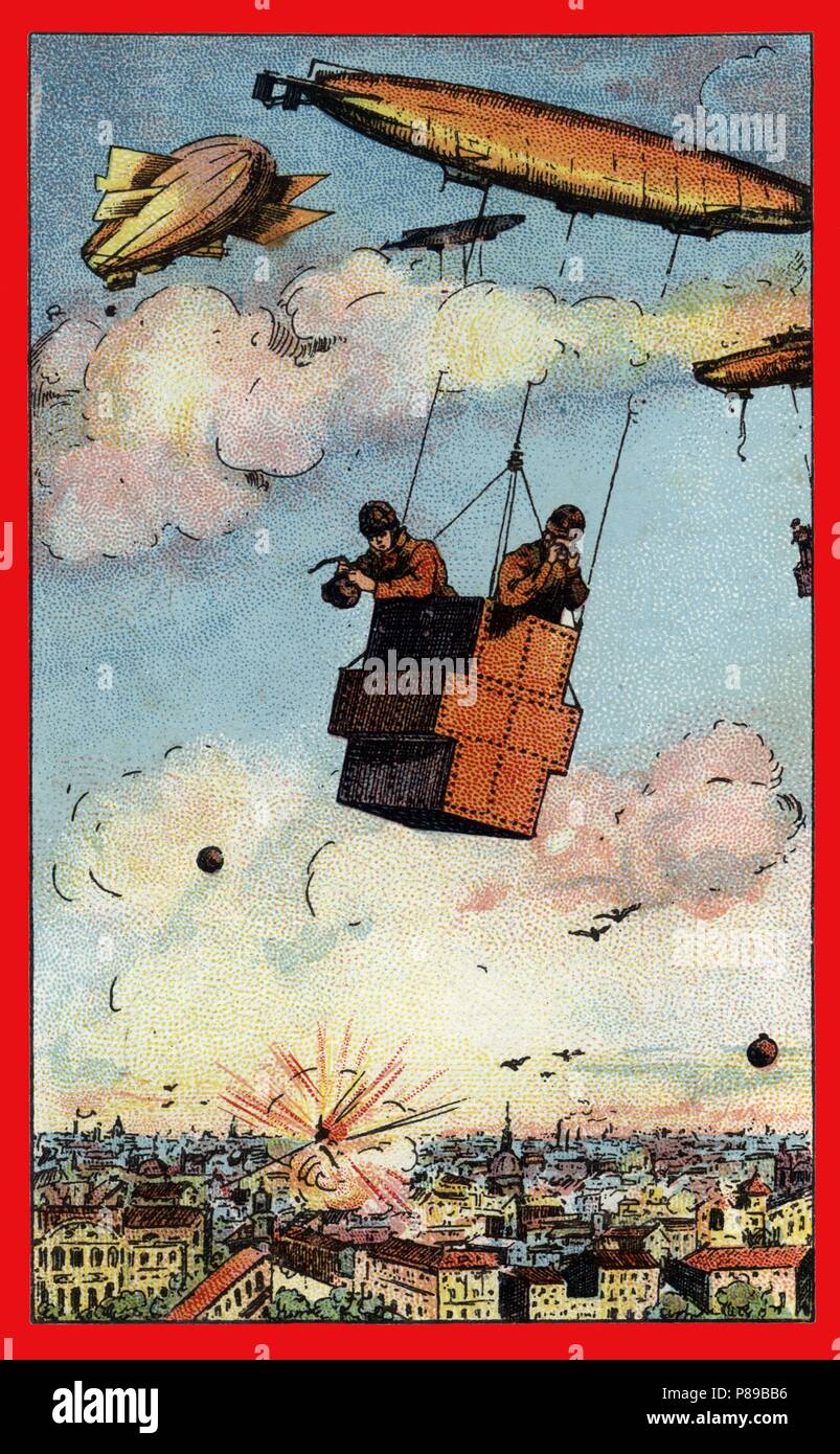 Primera guerra mundial (1914-1918). Zepelines adaptados para el lanzamiento de granadas. Stock Photo