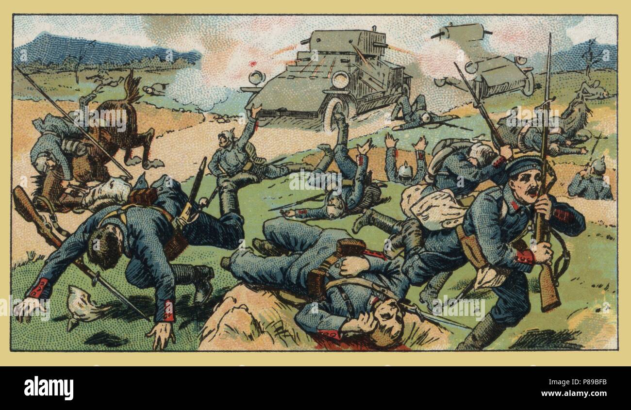 Primera guerra europea (19141918). Ataque de los autos blindados rusos en Galitzia, antigua