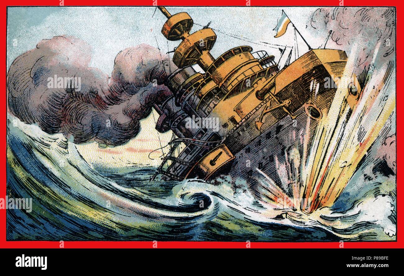 Primera guerra mundial (1914-1918). Destrucción del crucero alemán Panther. Stock Photo