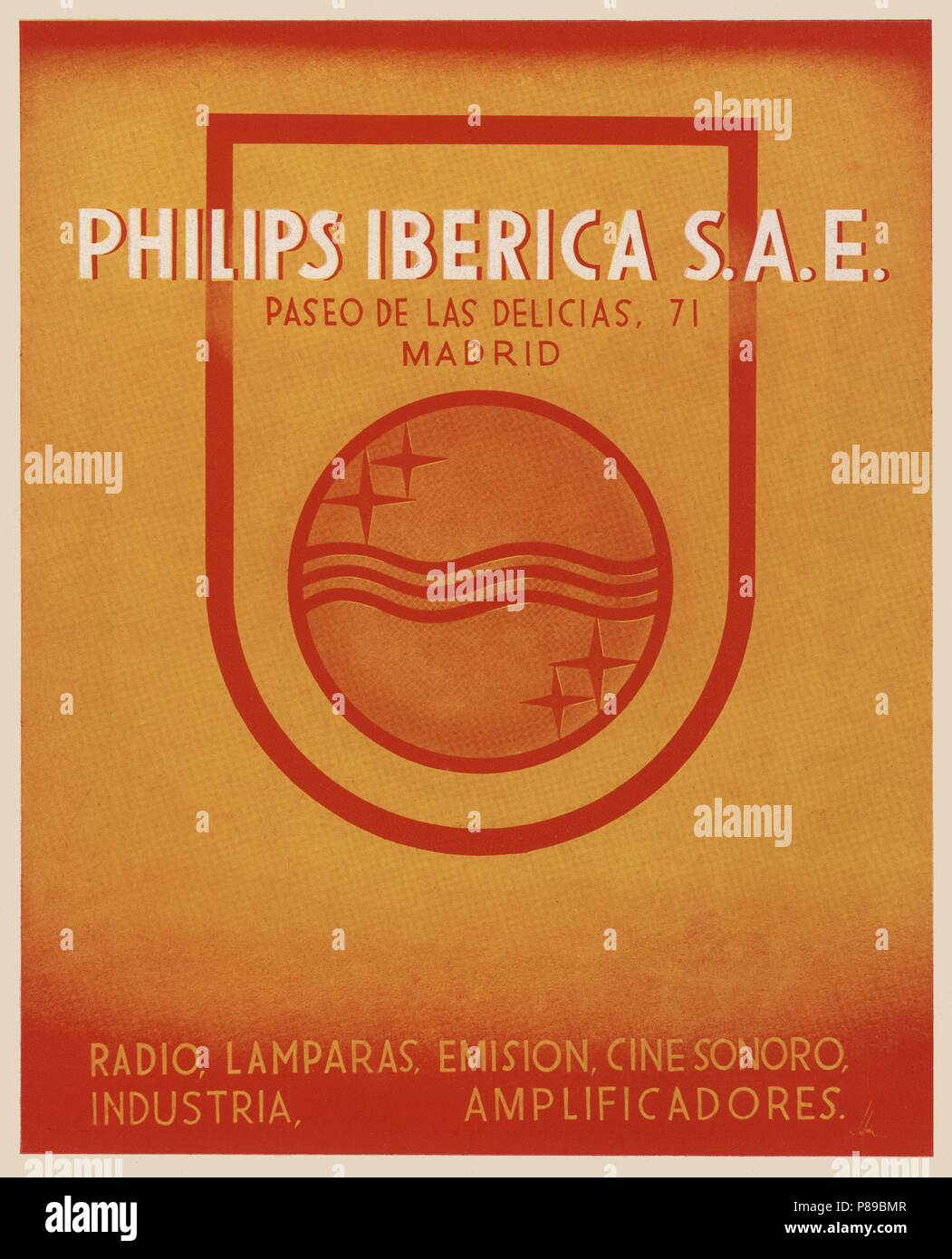 Publicidad. Philips Ibérica S.A.E. Madrid, año 1940 Stock Photo - Alamy