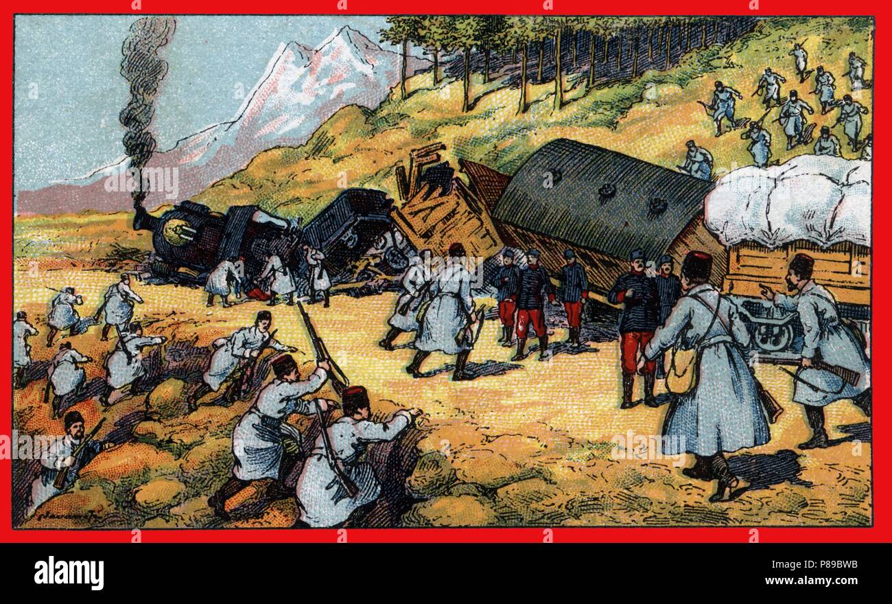 Primera guerra mundial (1914-1918). Un convoy de víveres para las tropas austríacas es interceptado y saqueado por el ejército ruso. Stock Photo