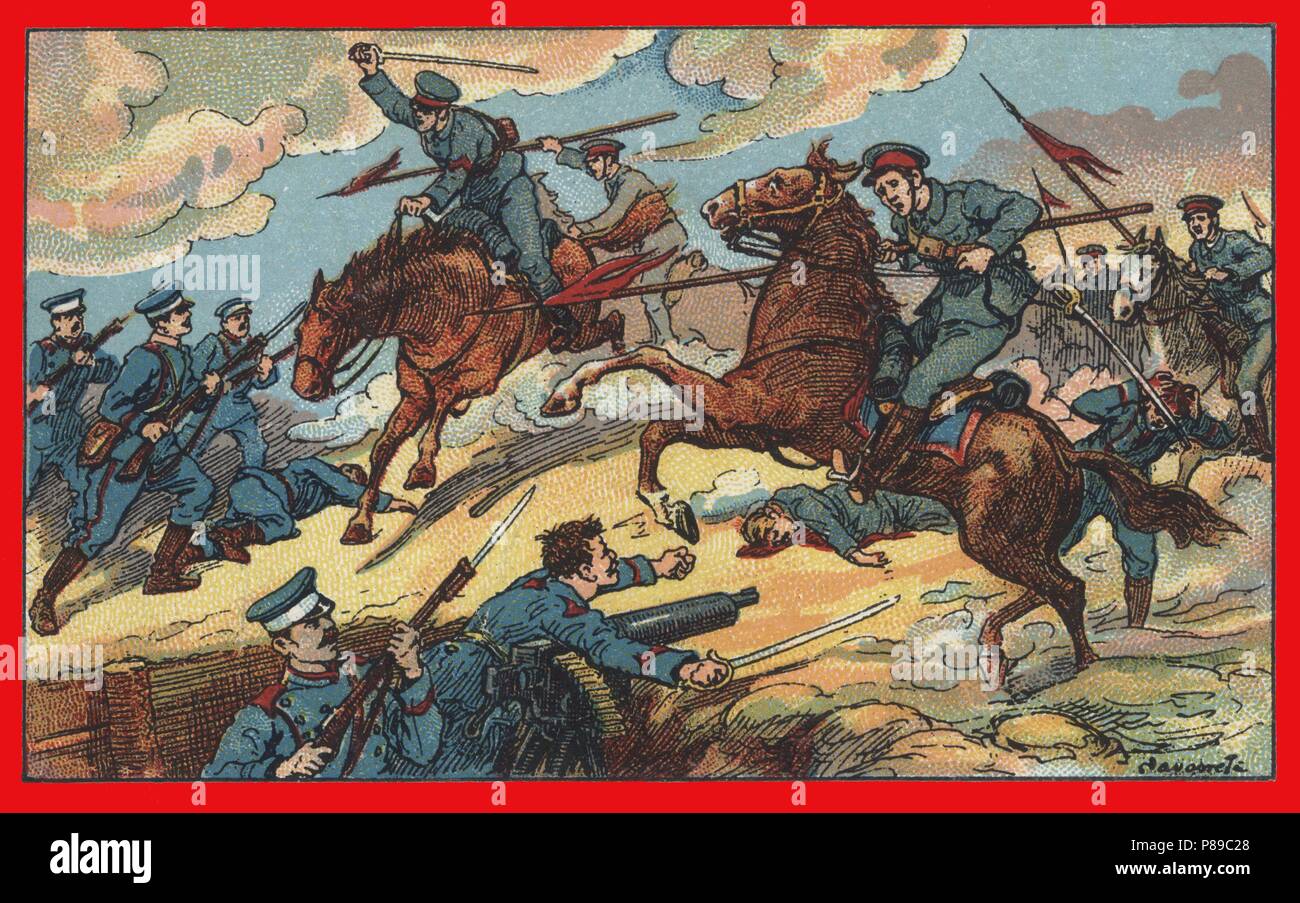Primera guerra mundial (1914-1918). Carga de la caballería inglesa. Stock Photo