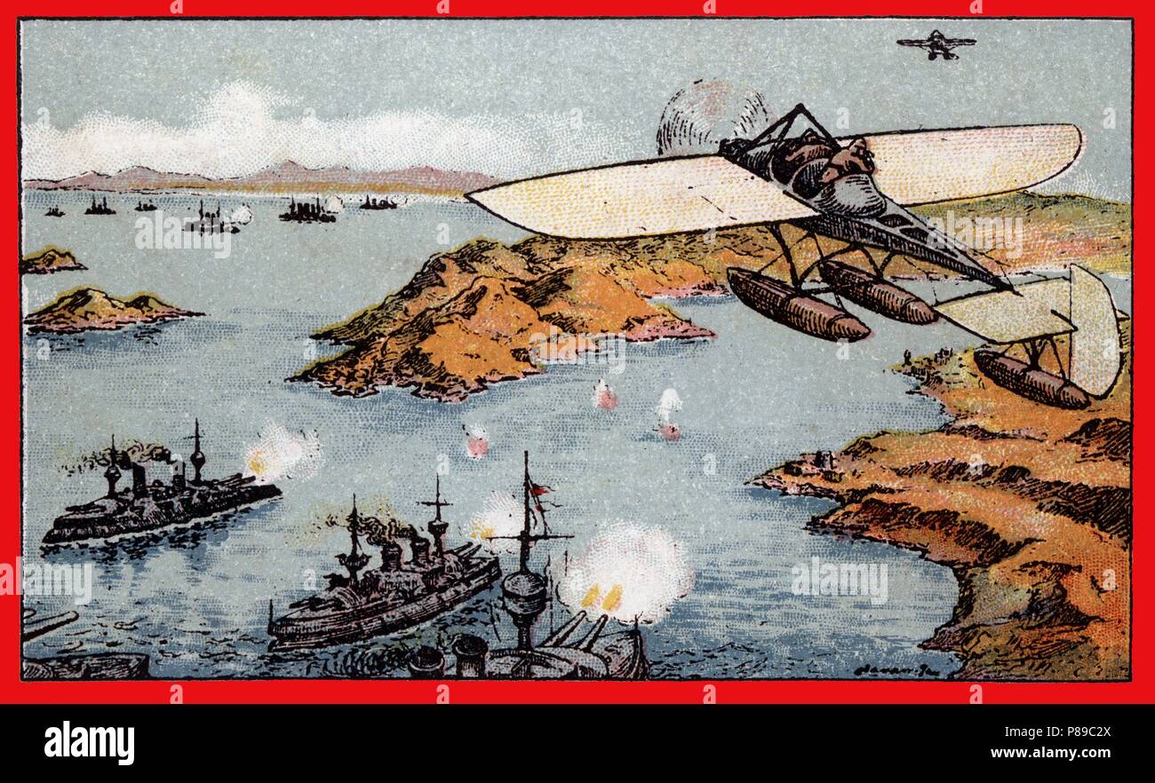 Primera guerra mundial (1914-1918). Bombardeo de los fuertes turcos por la escuadra británica. Stock Photo