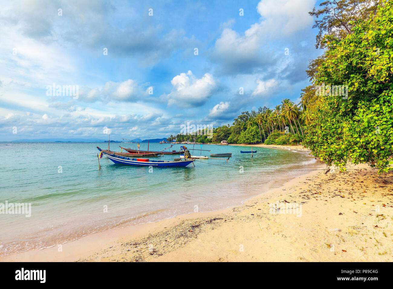 Tropical Na Thien Beach on Koh Samui in Thailand. Stock Photo