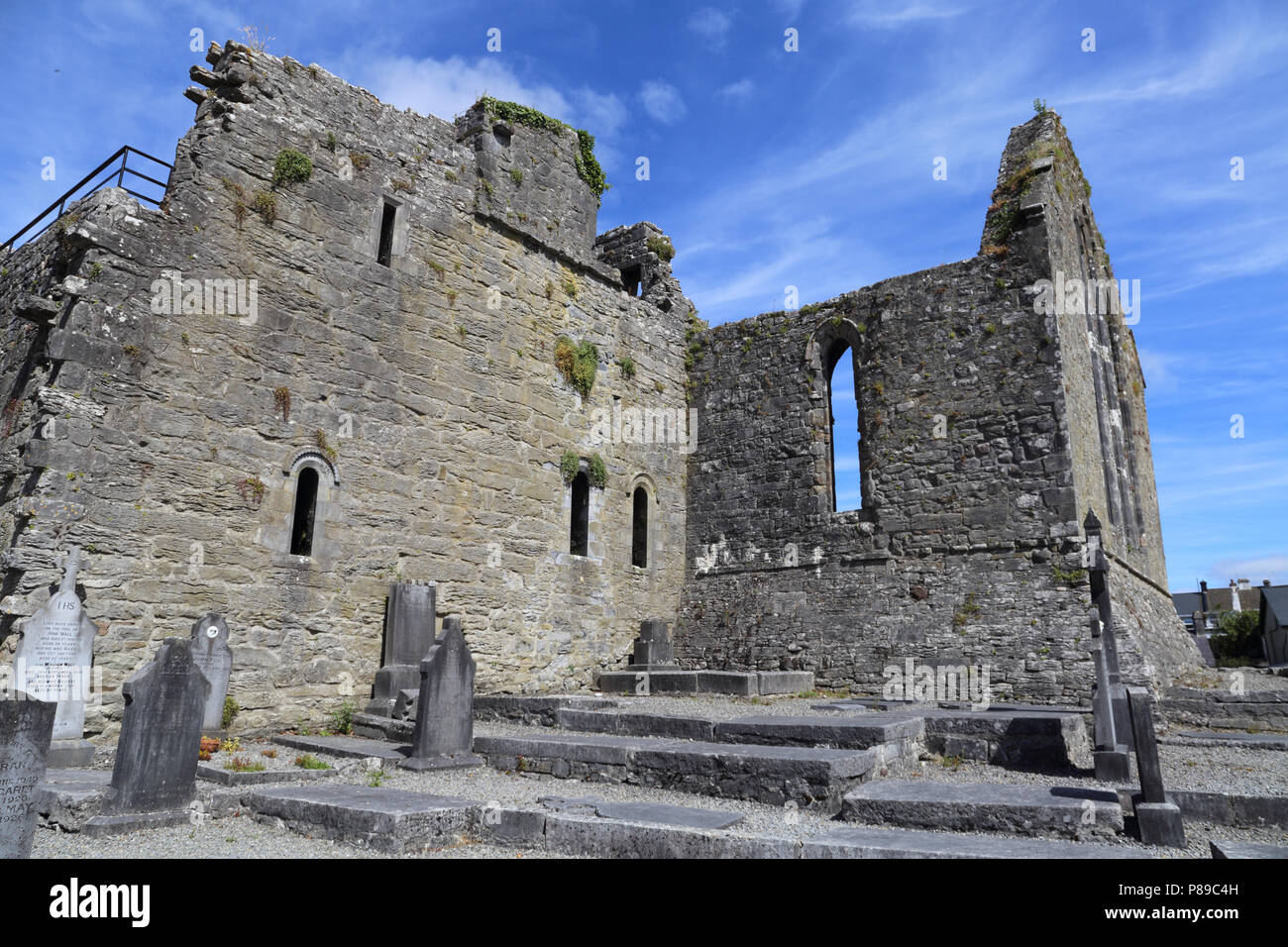 Cong Abbey is a historic site located at Cong, on the borders of counties Galway and Mayo, in Ireland's province of Connacht. The ruins of the former  Stock Photo