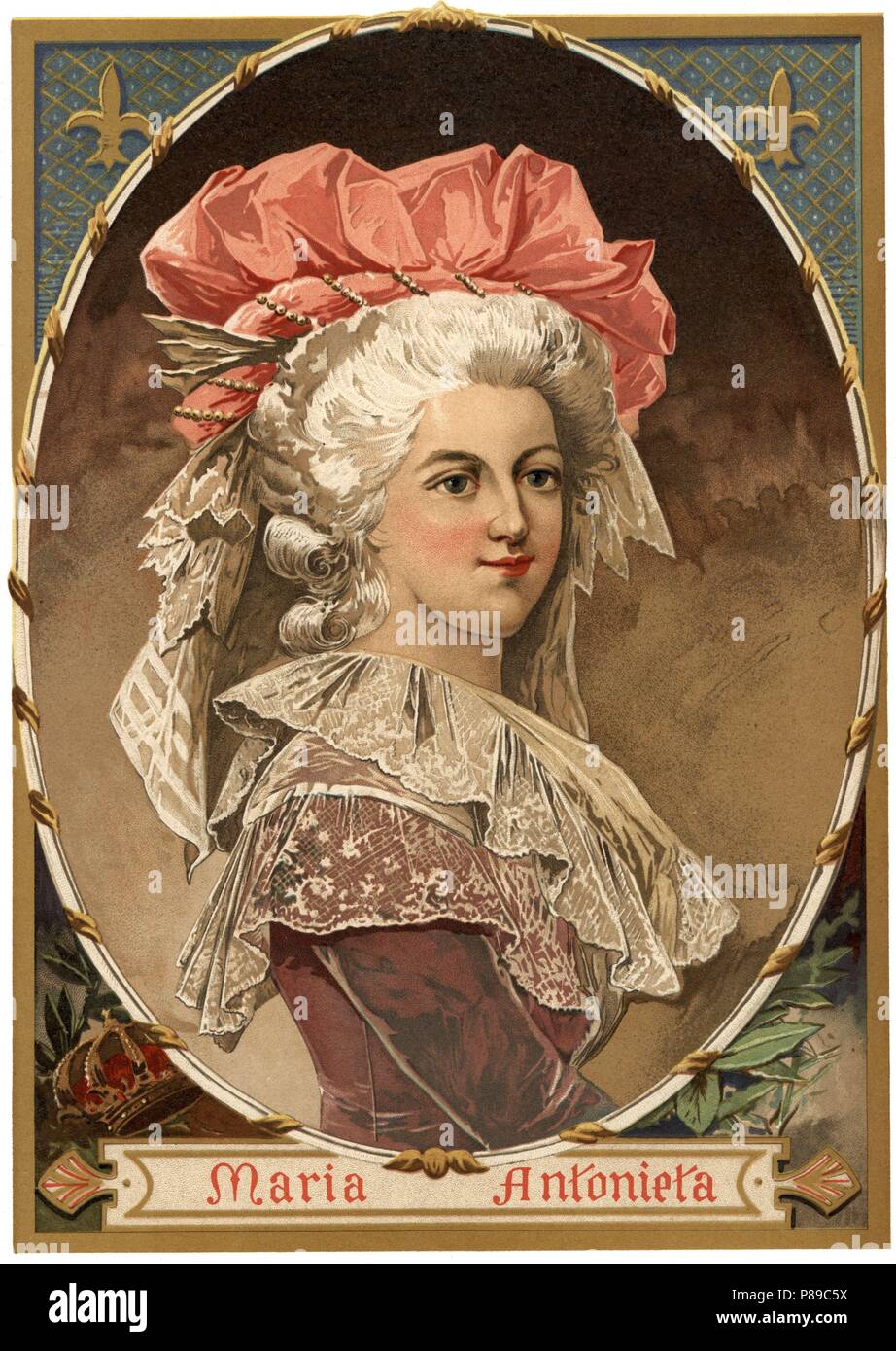 Maria Antonieta Josefa Juana de Habsburgo-Lorena, más conocida como Maria Antonieta de Austria (1755-1793), archiduquesa de Austria y reina consorte de Francia y de Navarra. Grabado de 1896. Stock Photo