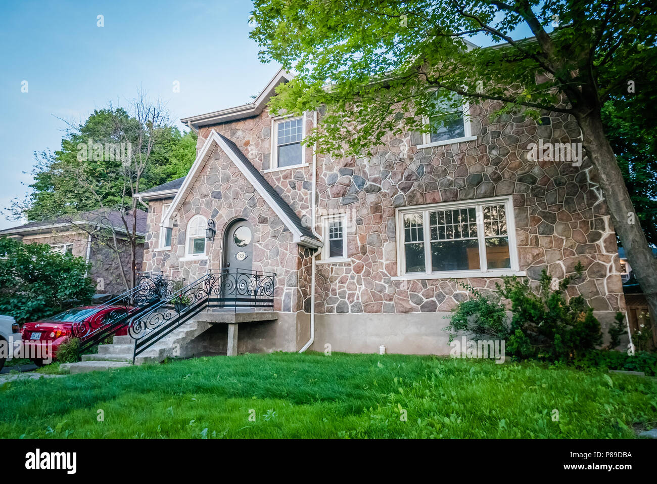 beautiful stone house in quebec city canada Stock Photo