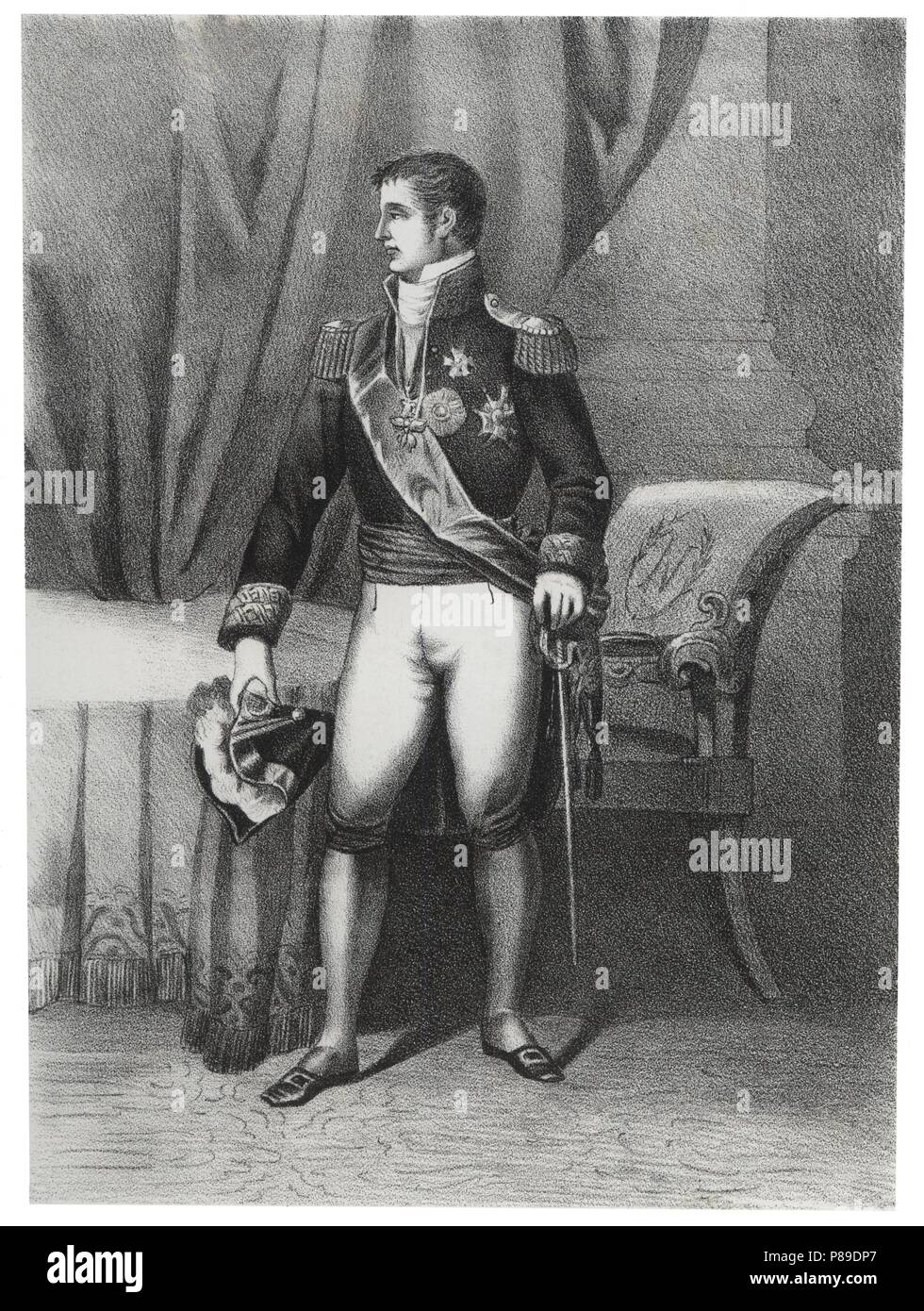 José I Bonaparte (1768-1844), político, diplomático y abogado francés, hermano de Napoleón Bonaparte, rey de España. Grabado de 1880. Stock Photo