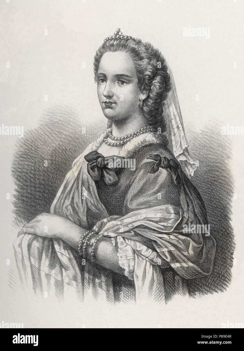 María Teresa I de Austria (1717-1780), emperatriz consorte del Sacro Imperio romano-germánico. Grabado de 1880. Stock Photo