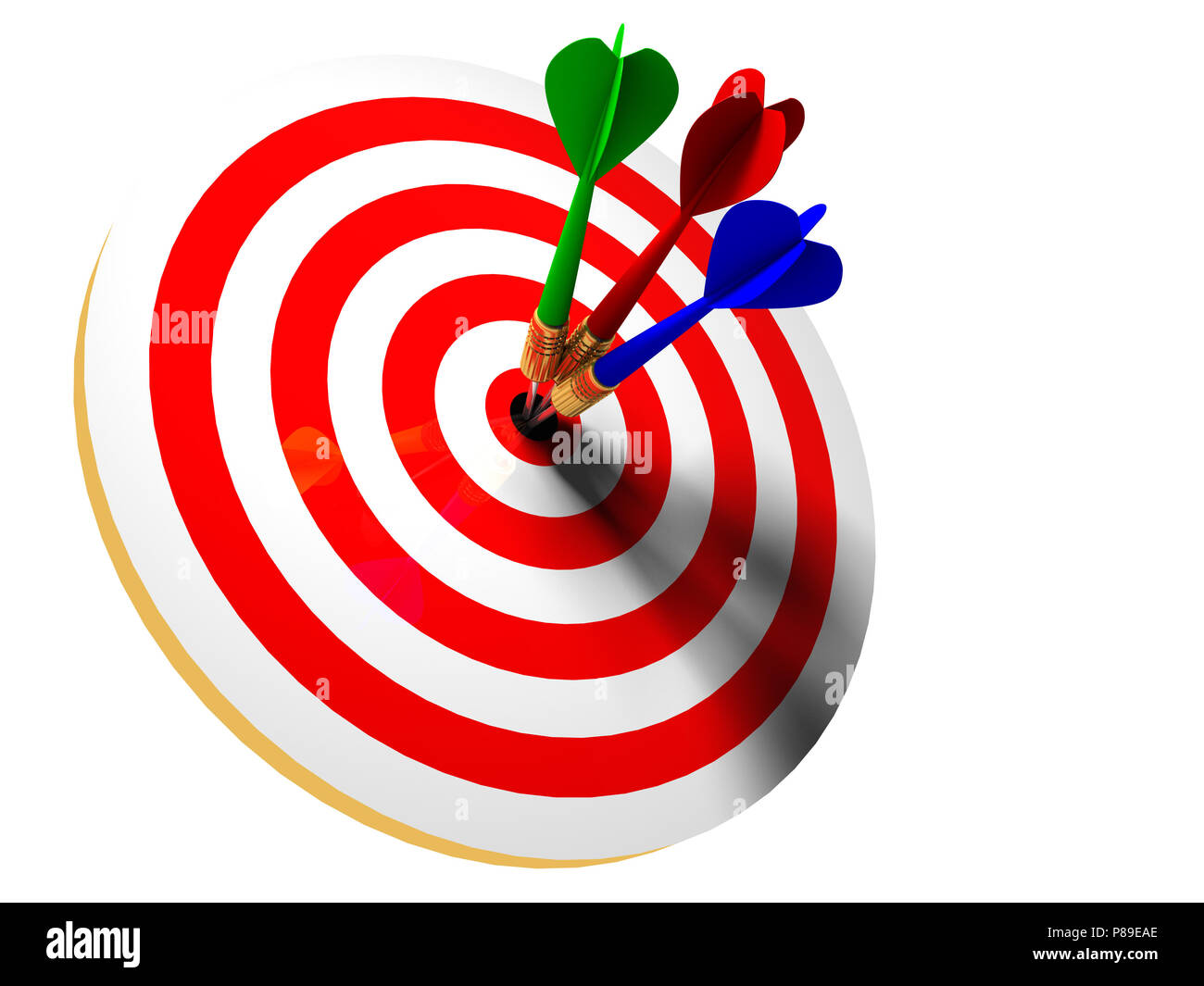 three arrows in the center of the target red white Stock Photo Alamy