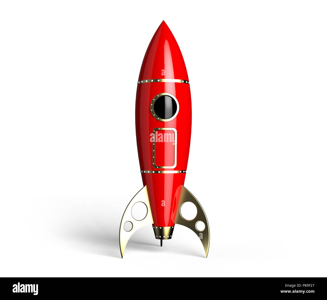 Rocket red antique style 60 years  on white background Stock Photo