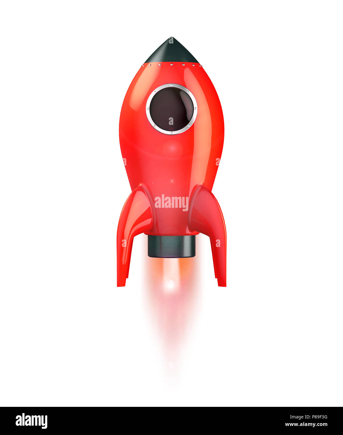 Red Rocket Start, isolated on white background. Stock Photo