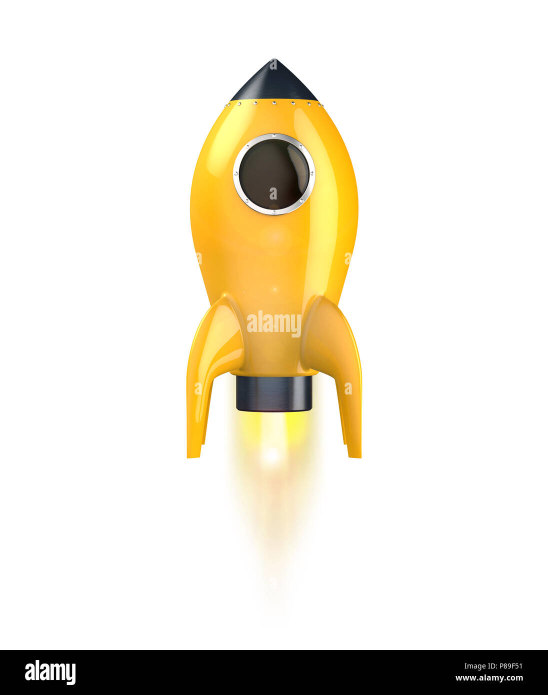 Yellow Rocket Start, isolated on white background. Stock Photo