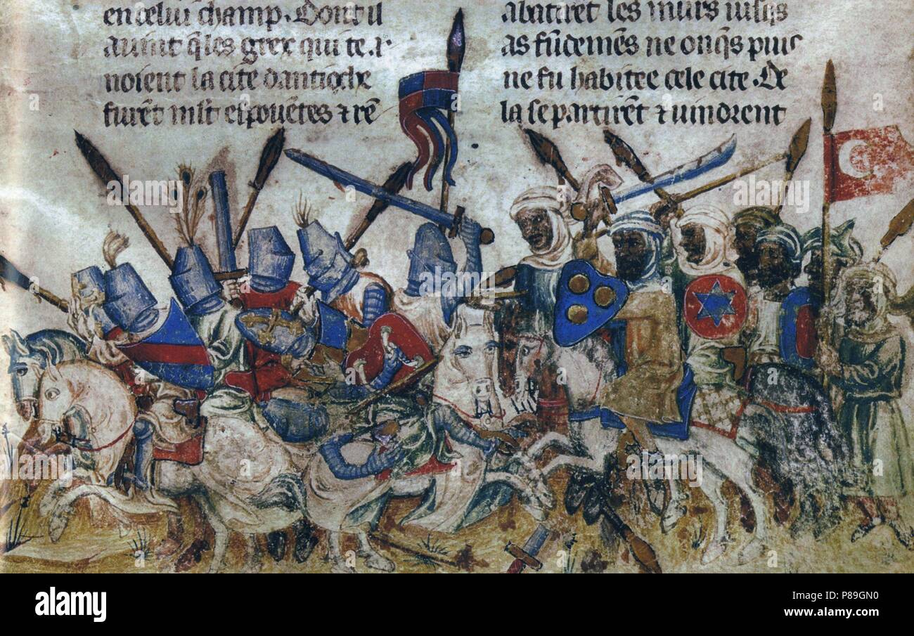 The Siege of Antioch during the First Crusade. Museum: BIBLIOTHEQUE NATIONALE DE FRANCE. Stock Photo