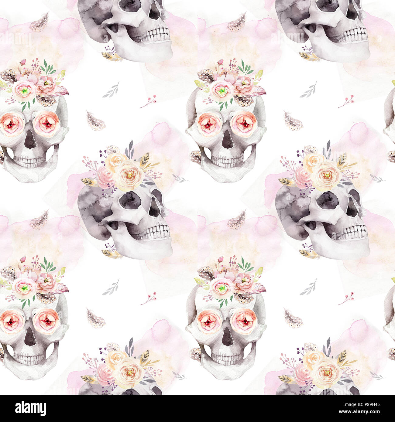 floral skull background