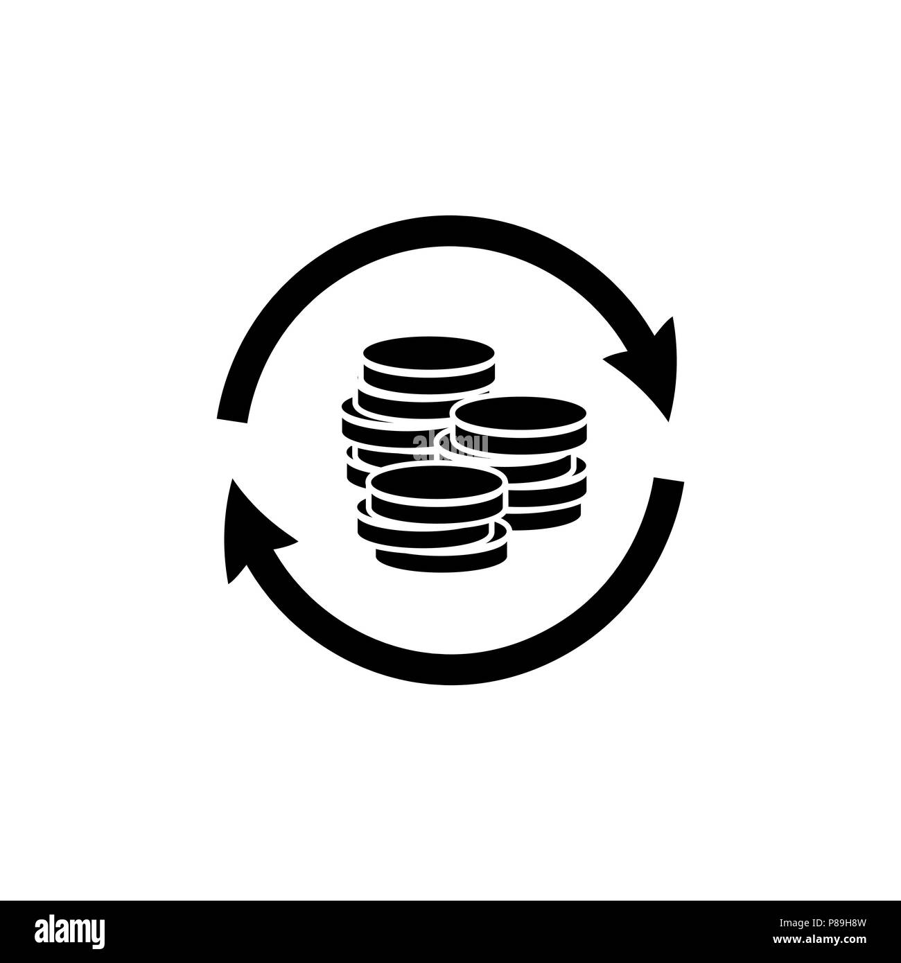 Money transfer icon in flat style Coin reload icon Stock Vector
