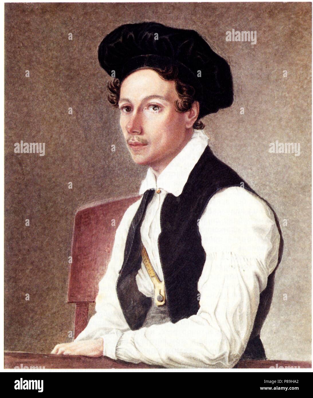 Portrait of Decembrist Mikhail Alexandrovich Bestuzhev (1800-1871). Museum: Russian State Library, Moscow. Stock Photo