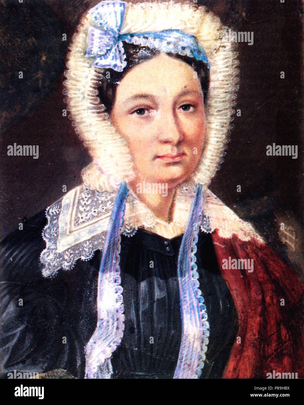 Portrait of Maria Kazimirovna Yushnevskaya (1790-1863), wife of Decembrist Alexander Yushnevsky. Museum: Russian State Library, Moscow. Stock Photo