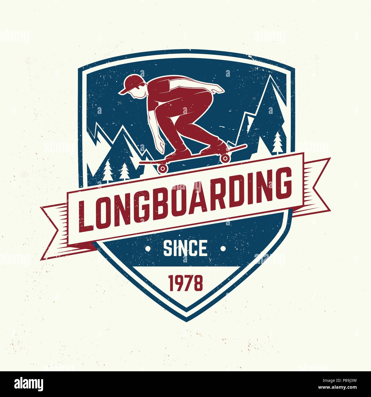 Downhill boarding club badge. Vector. Extreme sport. For skate club  emblems, signs and t-shirt design. Skateboard typography design with  skateboarder on the longboard and text. Extreme sport Stock Vector Image &  Art -