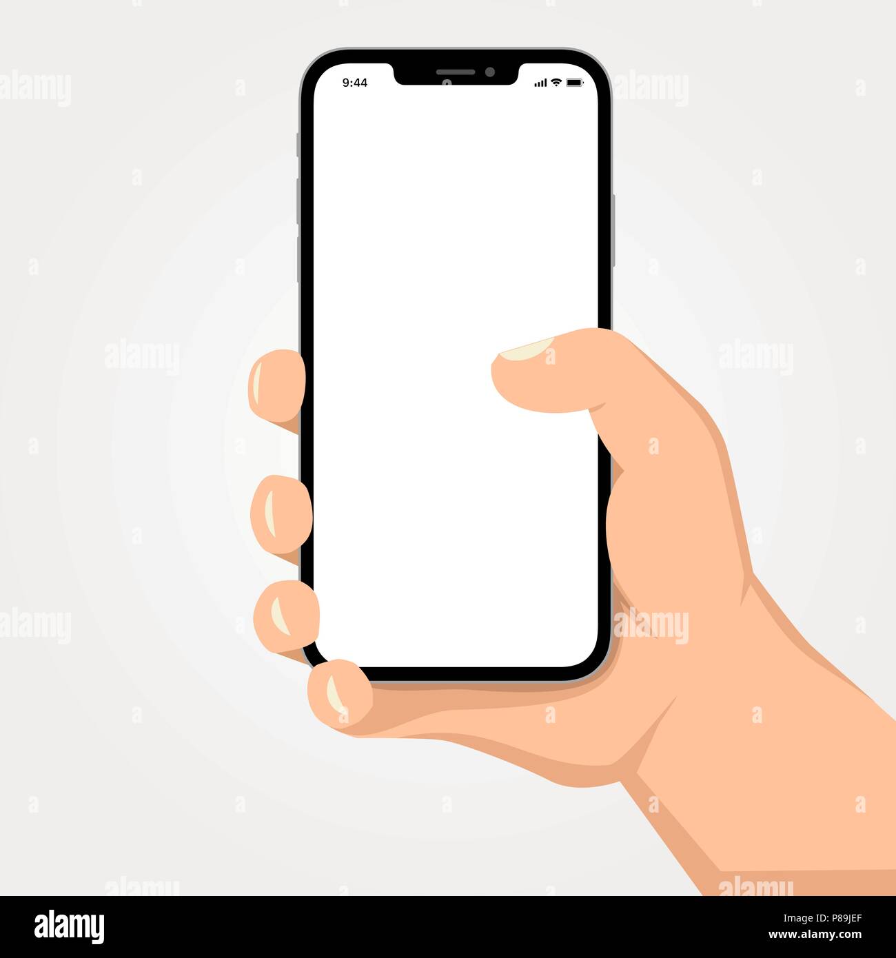 Brutal human hand holding smartphone flat style illustration Stock ...