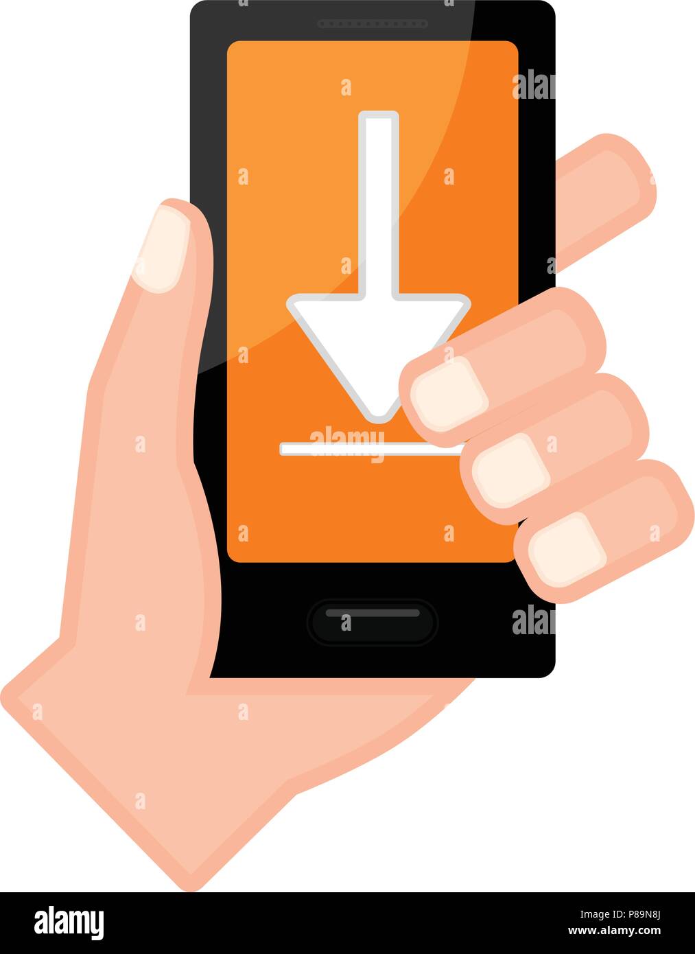Hand holding a smartphone with an arrow icon Stock Vector Image & Art ...