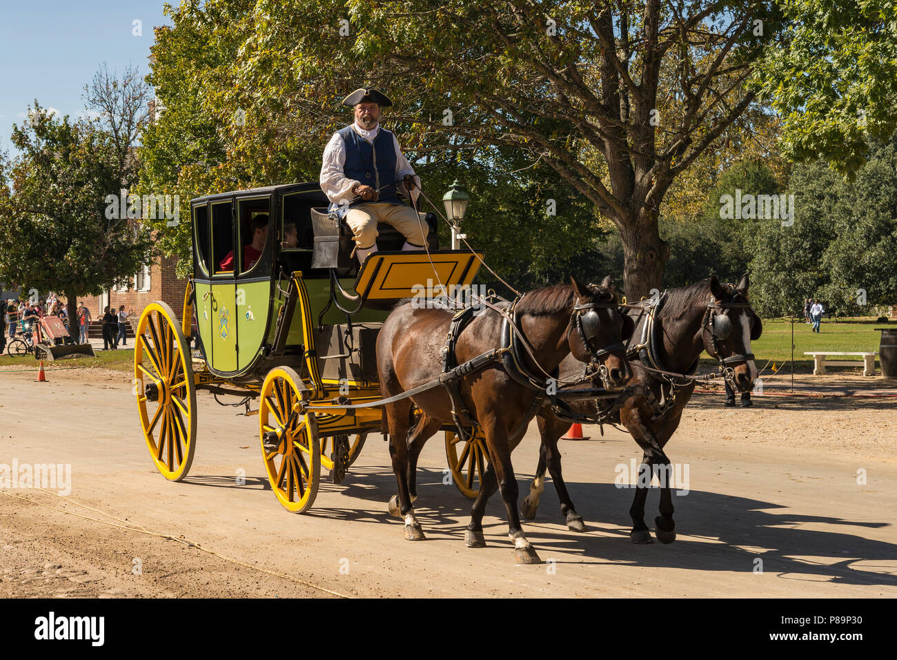 Colonial Williamsburg horse drawn carriage Stock Photo Alamy